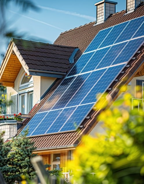 Dach mit Solarpanels